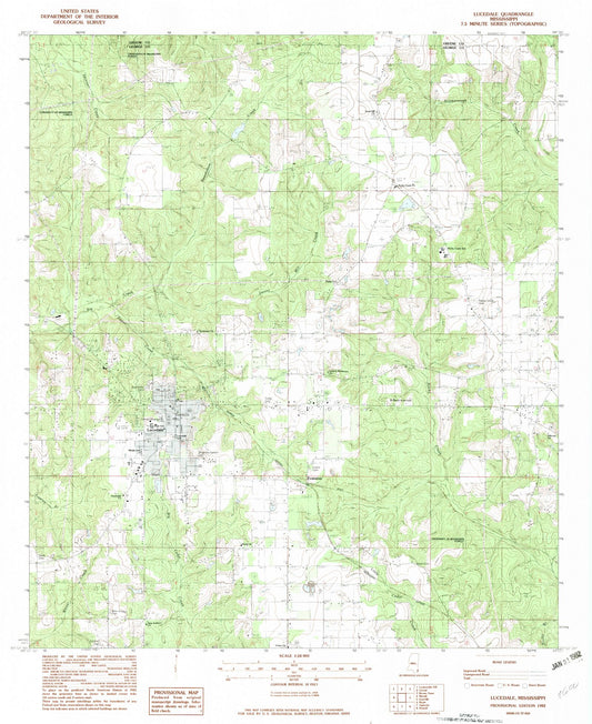 Classic USGS Lucedale Mississippi 7.5'x7.5' Topo Map Image