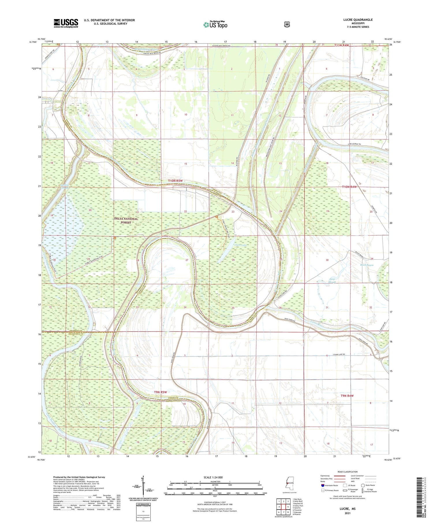 Lucre Mississippi US Topo Map Image