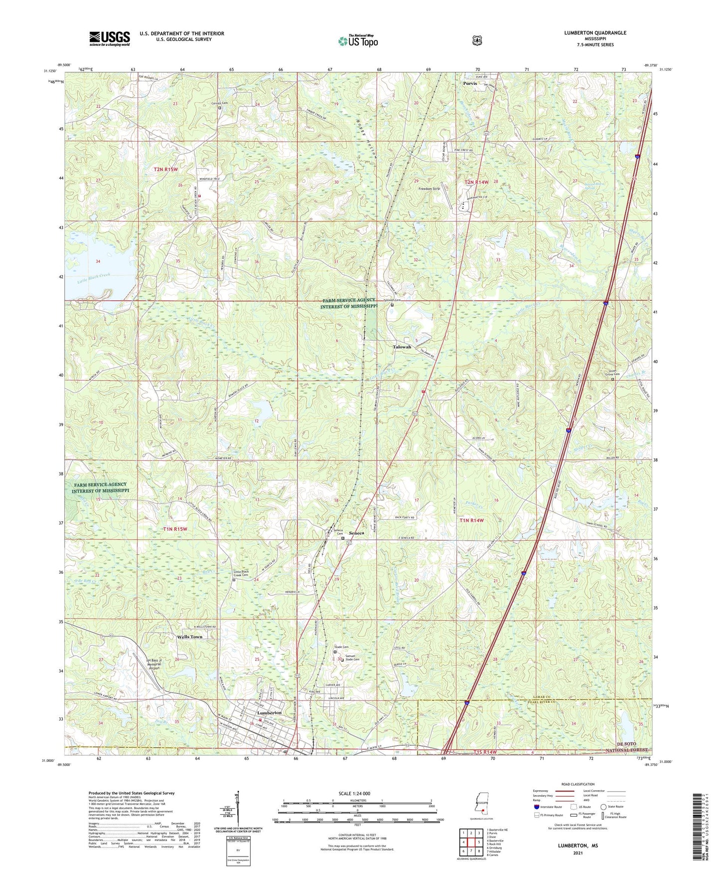 Lumberton Mississippi US Topo Map Image