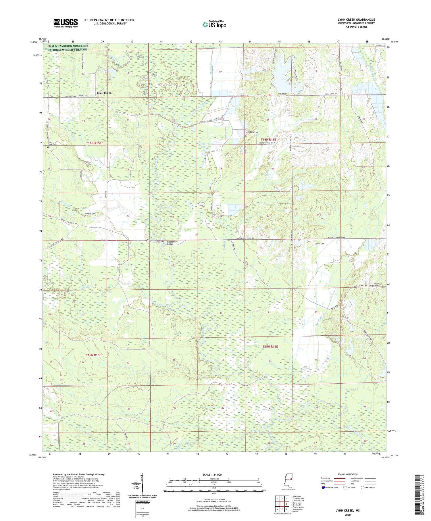Lynn Creek Mississippi US Topo Map Image