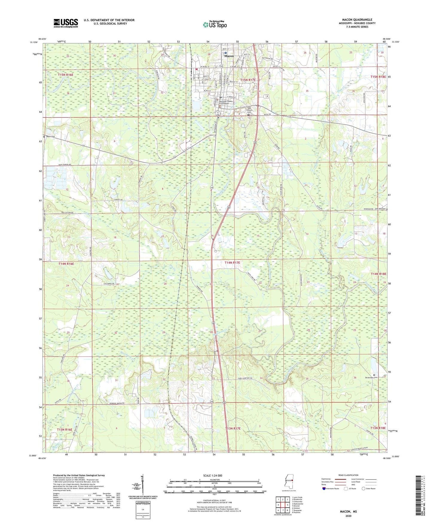 Macon Mississippi US Topo Map Image