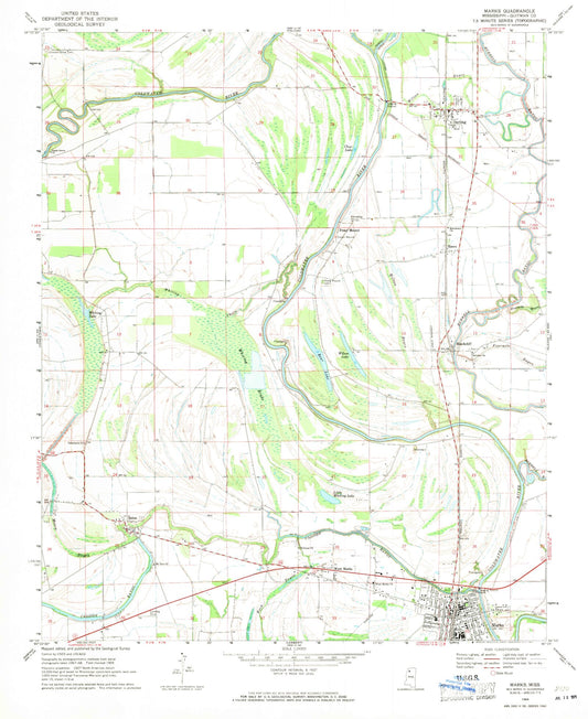 Classic USGS Marks Mississippi 7.5'x7.5' Topo Map Image