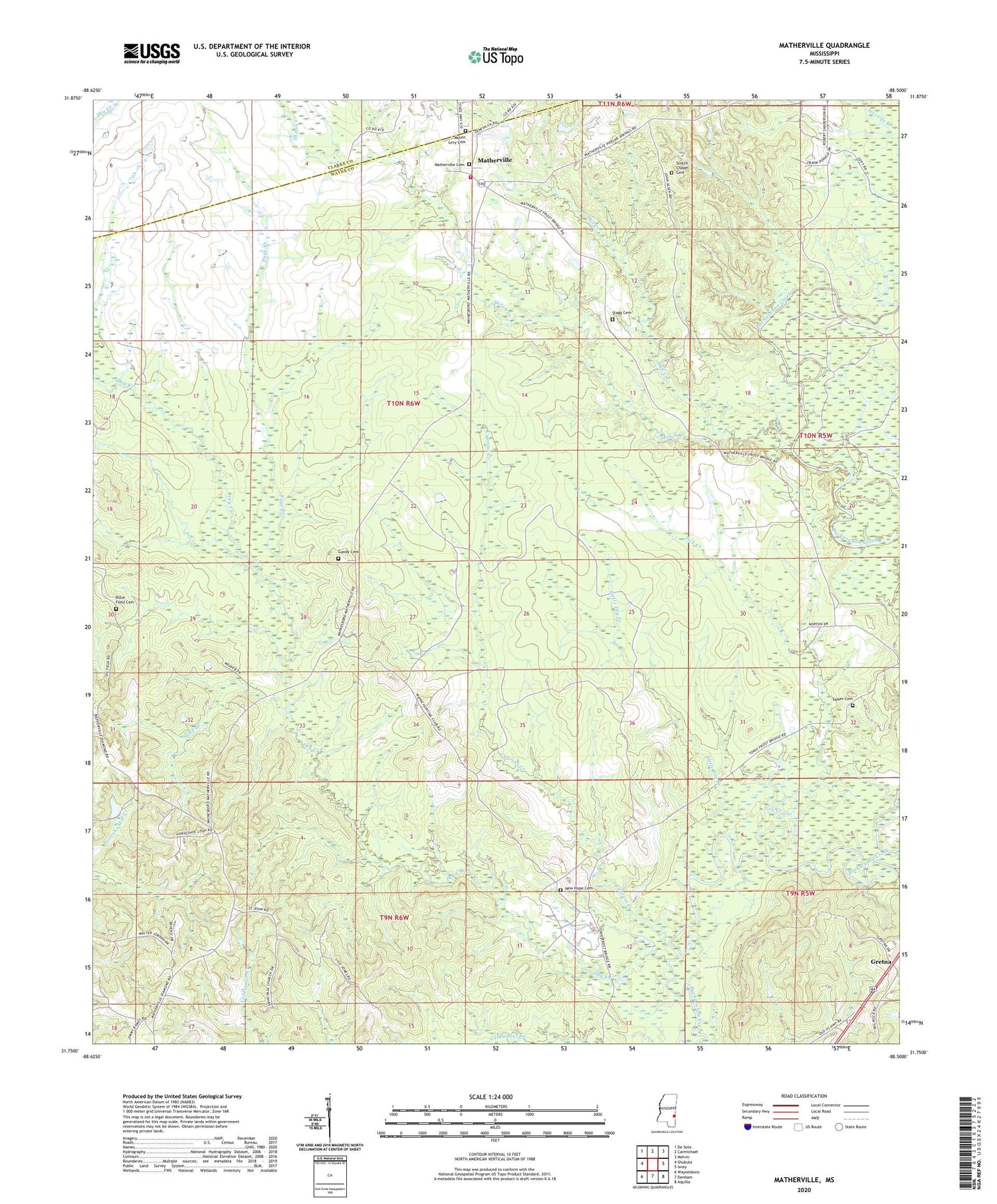Matherville Mississippi US Topo Map Image