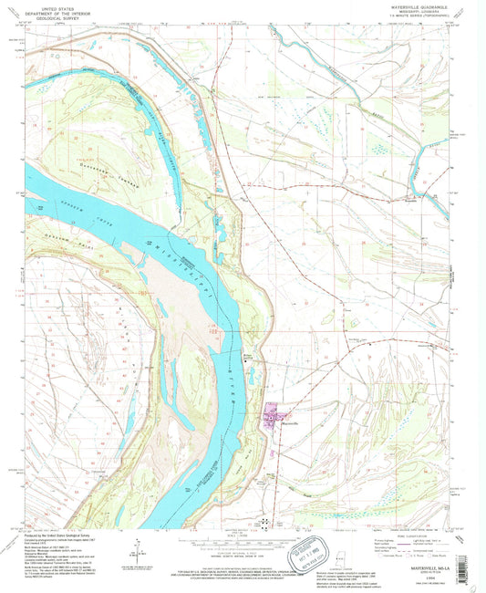 Classic USGS Mayersville Mississippi 7.5'x7.5' Topo Map Image