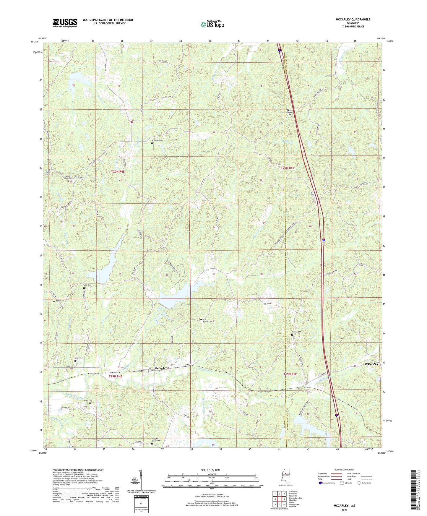 McCarley Mississippi US Topo Map Image