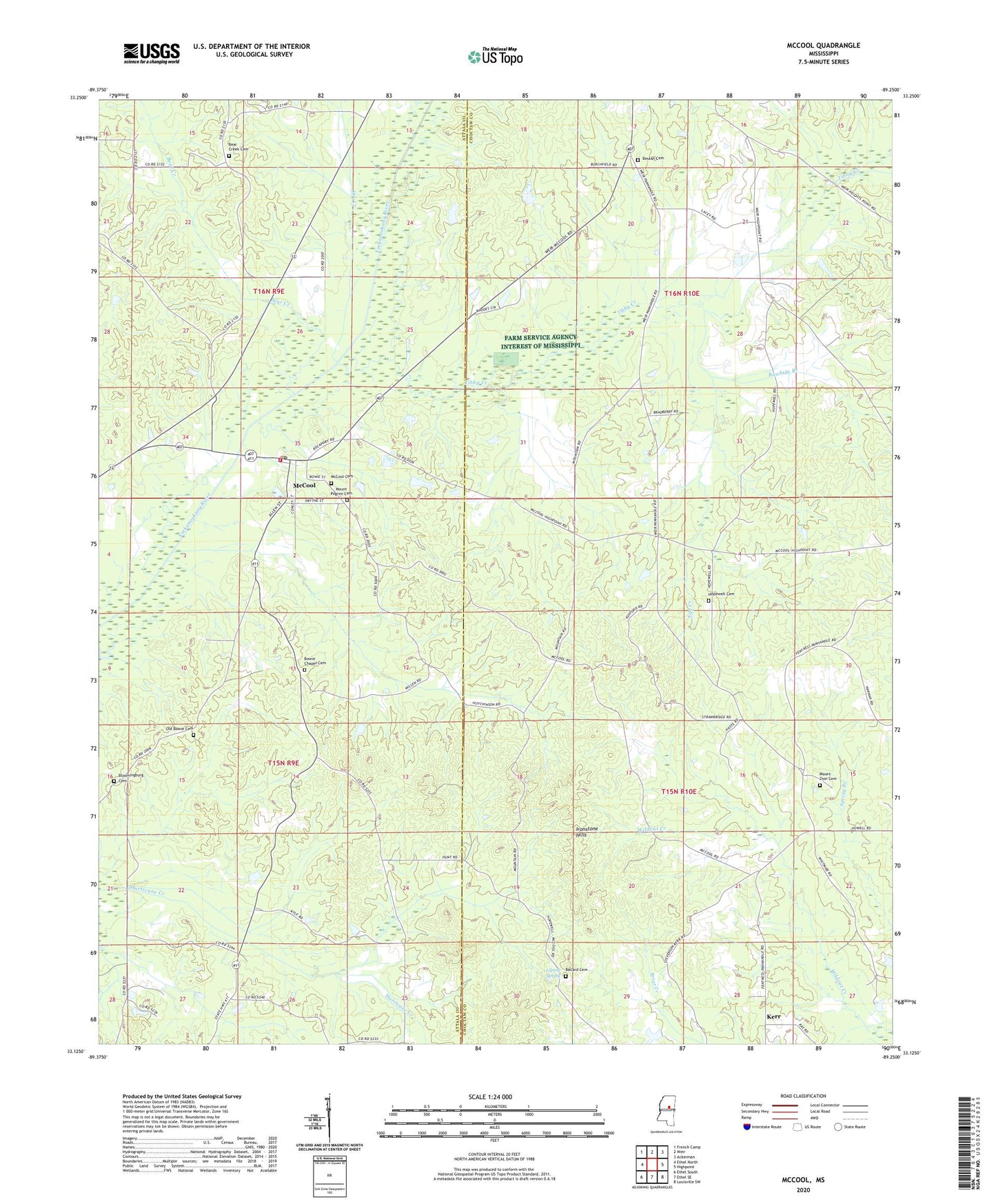 McCool Mississippi US Topo Map Image