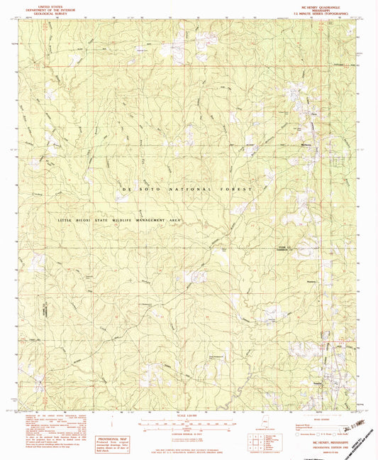 Classic USGS McHenry Mississippi 7.5'x7.5' Topo Map Image