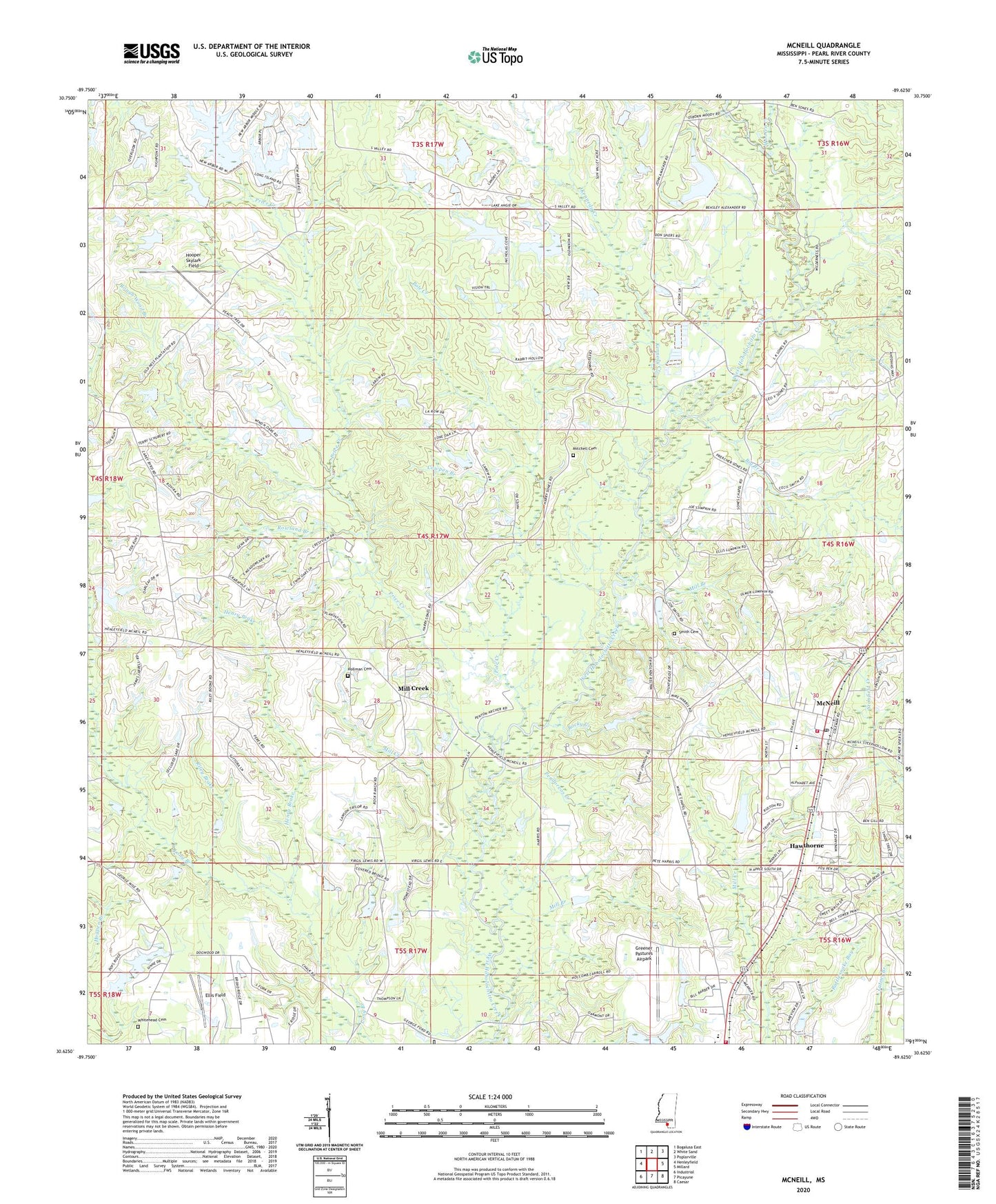 McNeill Mississippi US Topo Map Image