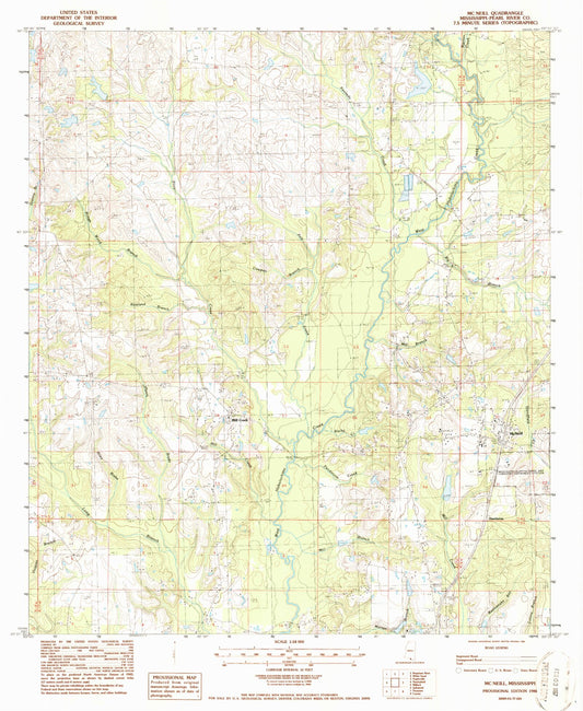 Classic USGS McNeill Mississippi 7.5'x7.5' Topo Map Image