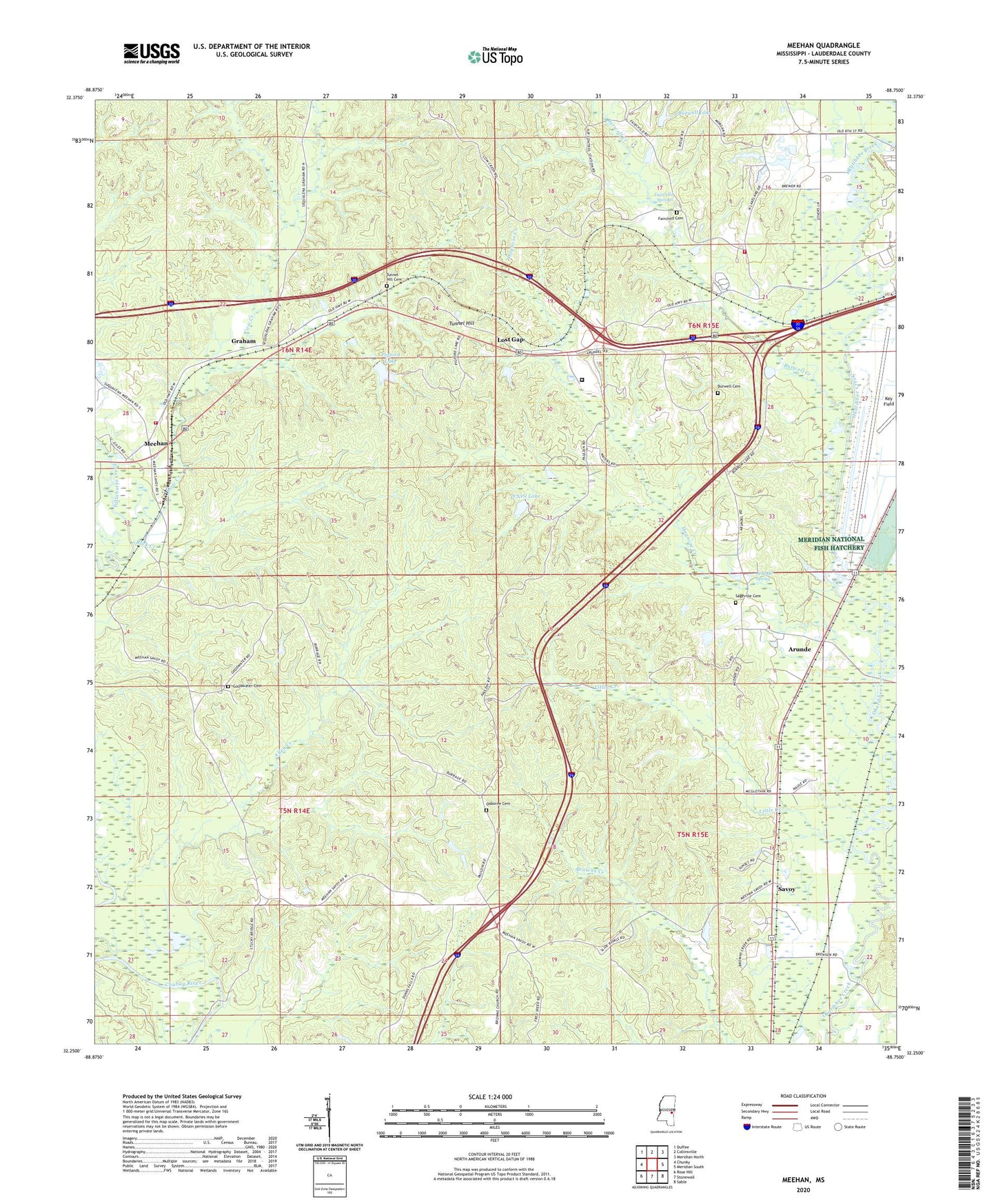 Meehan Mississippi US Topo Map Image