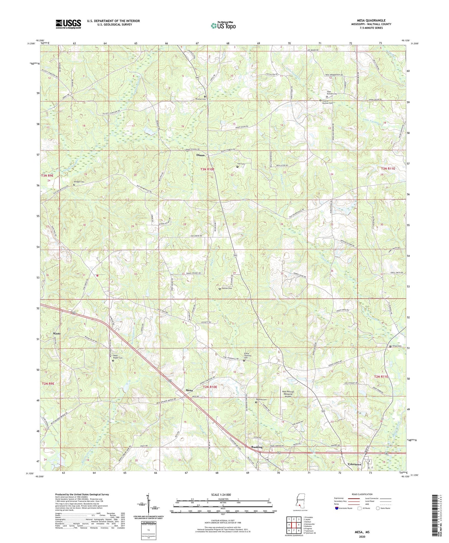 Mesa Mississippi US Topo Map Image