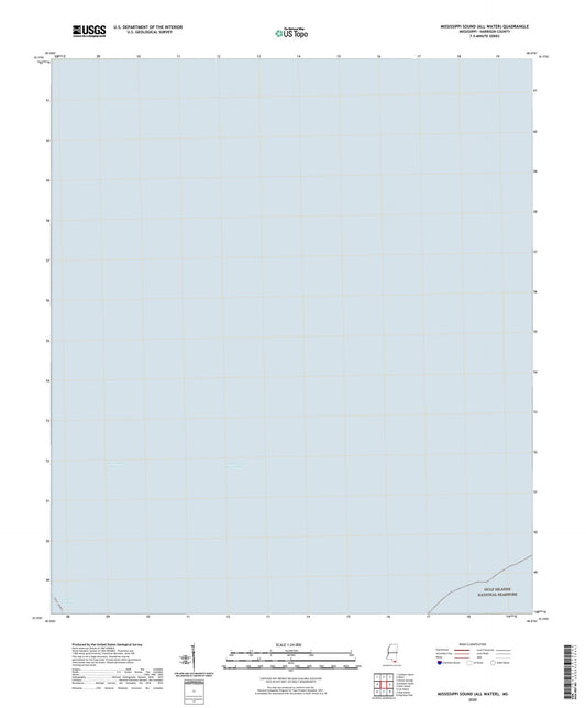 Mississippi Sound (All Water) Mississippi US Topo Map Image