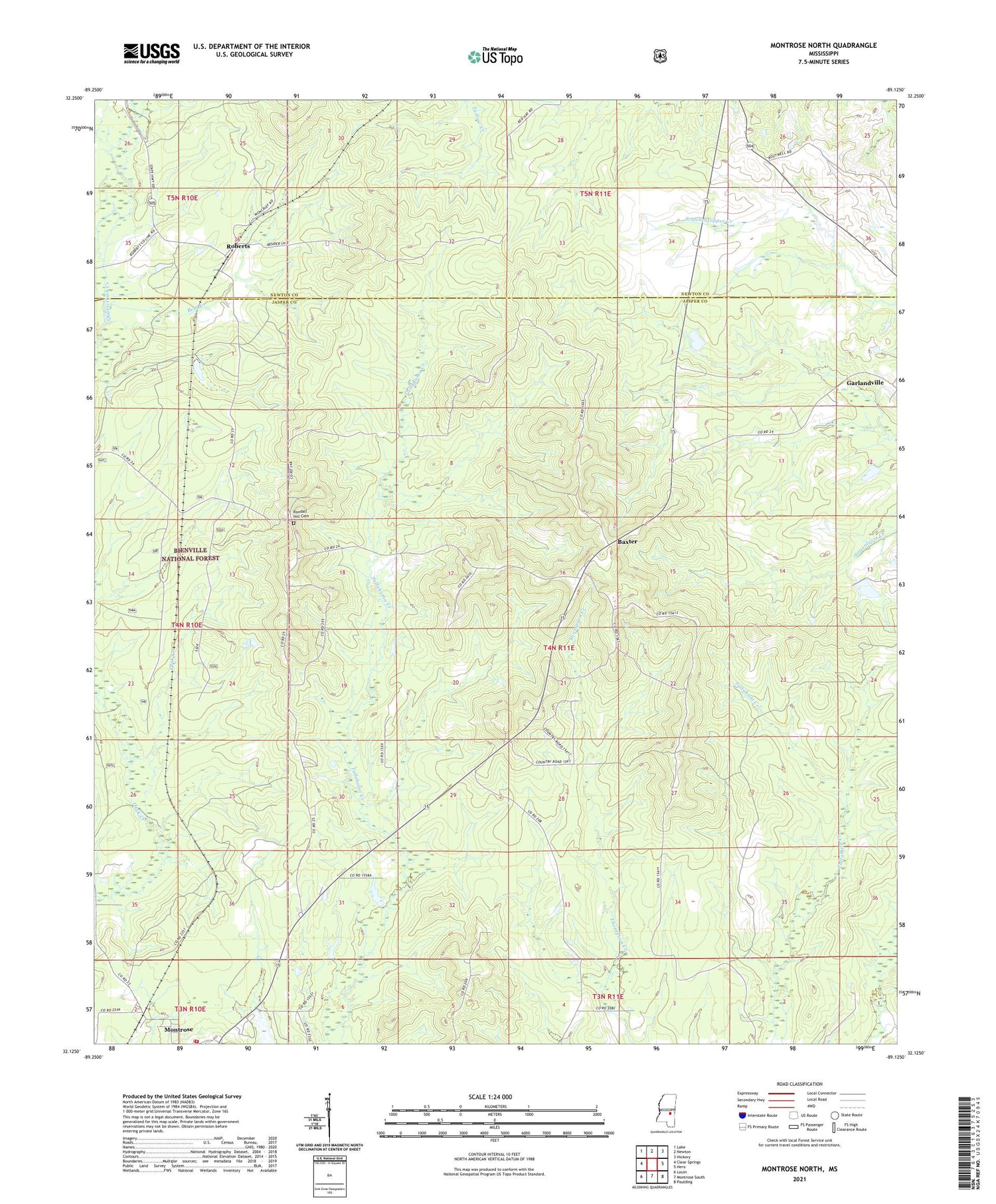 Montrose North Mississippi US Topo Map Image