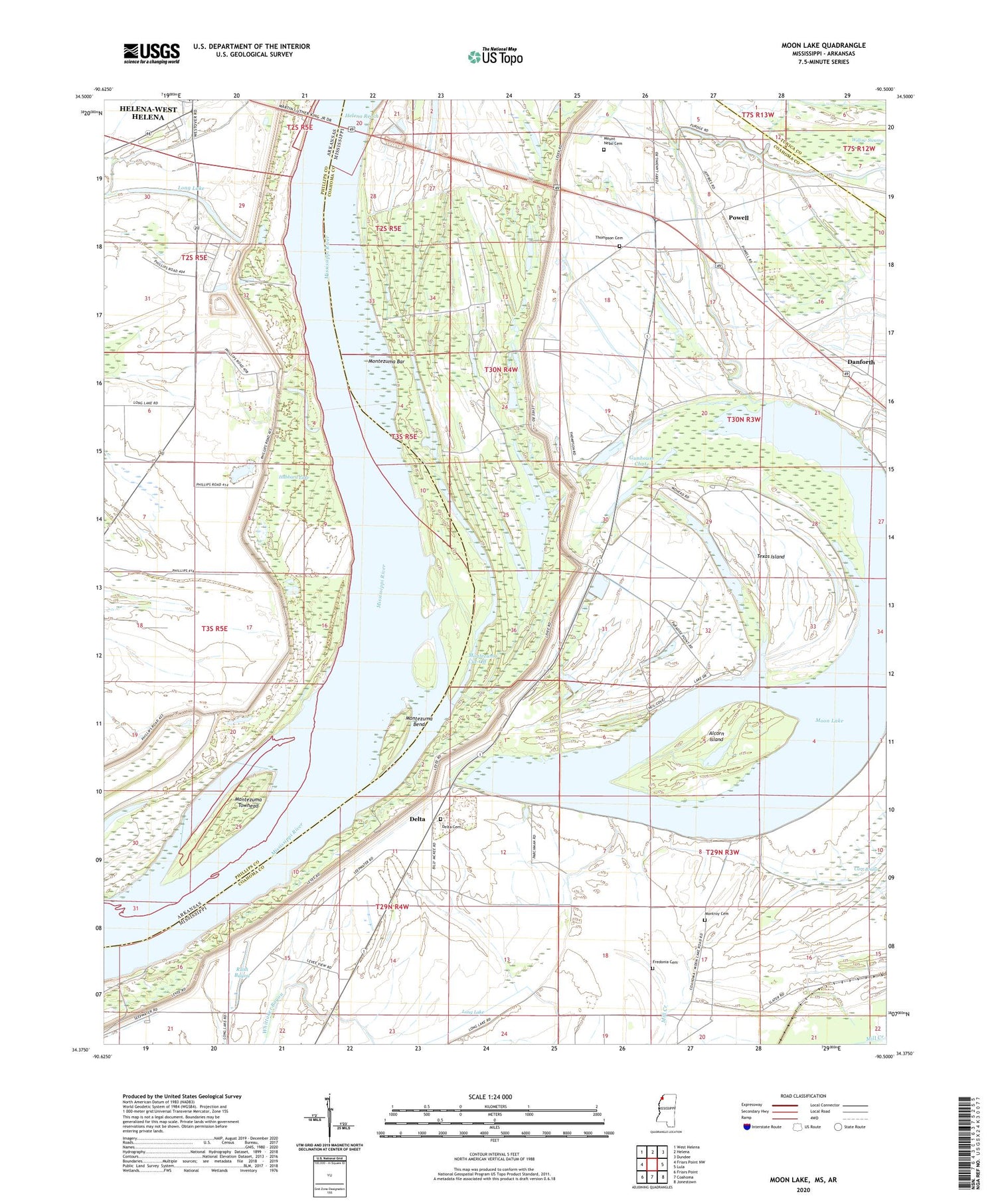 Moon Lake Mississippi US Topo Map Image