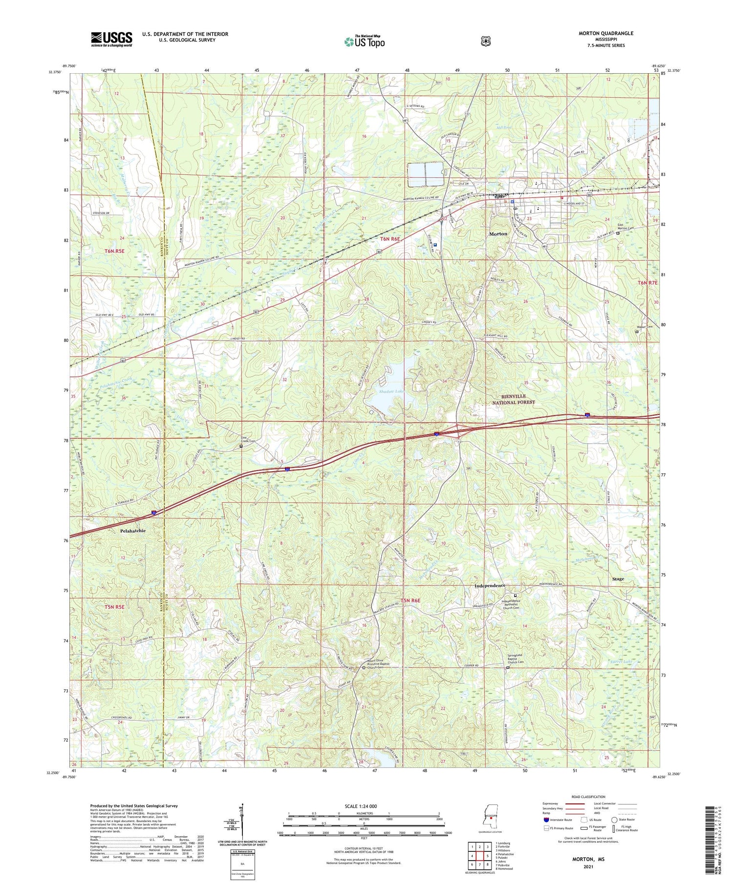 Morton Mississippi US Topo Map Image