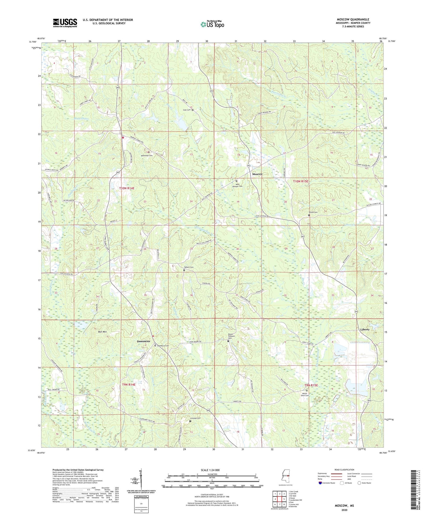Moscow Mississippi US Topo Map Image