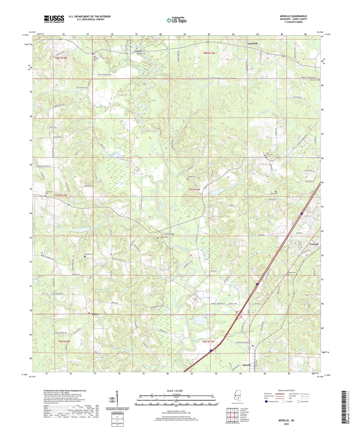 Moselle Mississippi US Topo Map Image