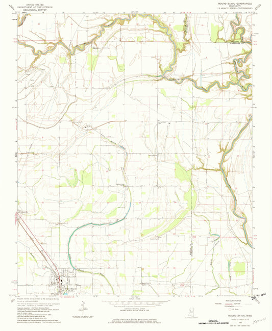 Classic USGS Mound Bayou Mississippi 7.5'x7.5' Topo Map Image