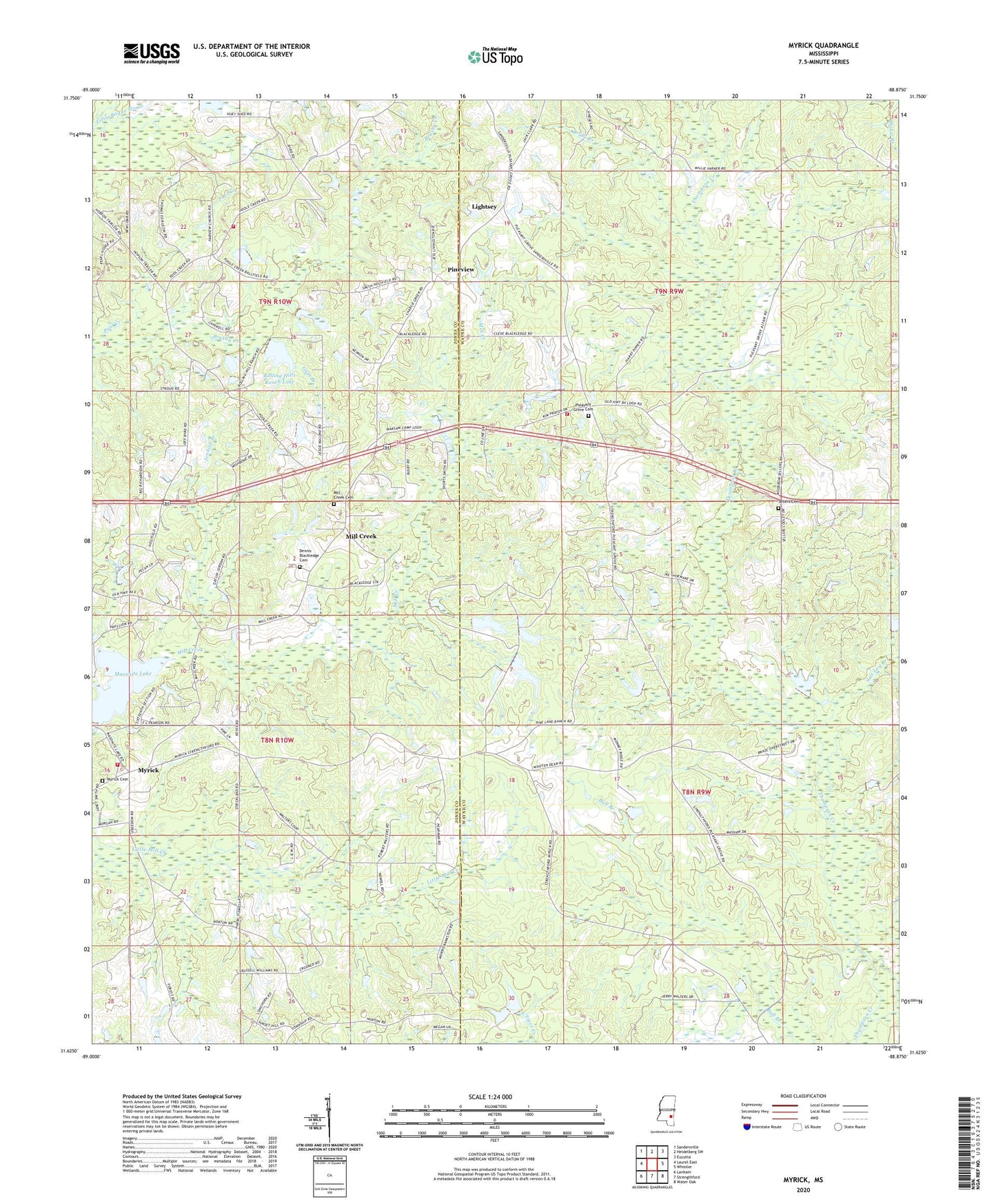 Myrick Mississippi US Topo Map Image