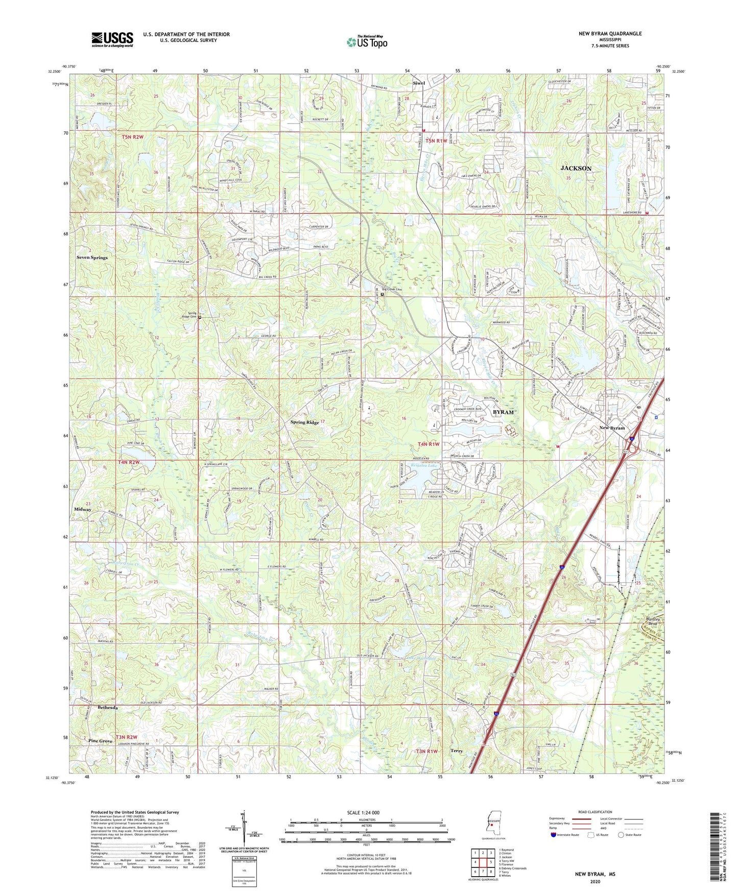New Byram Mississippi US Topo Map Image