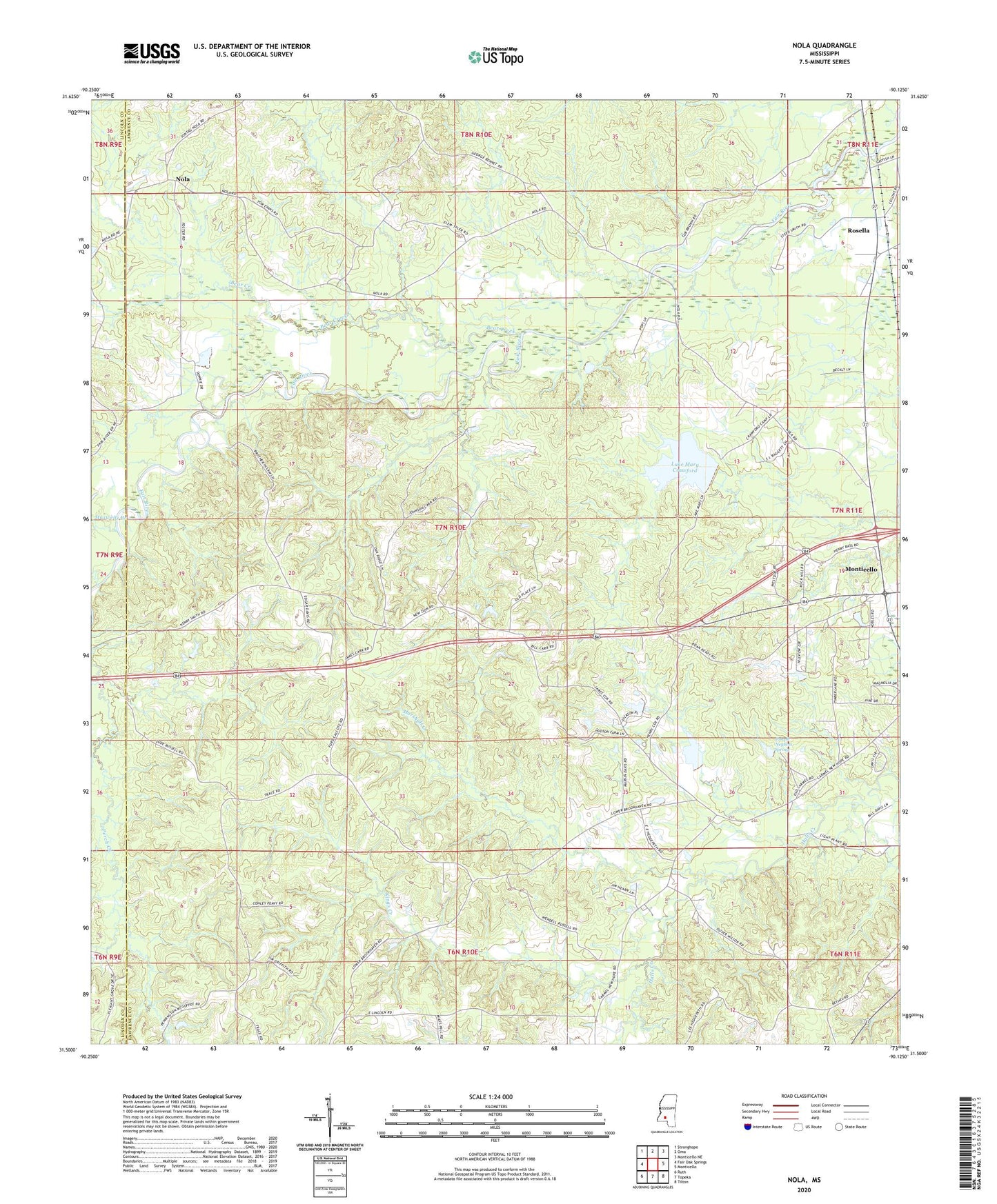 Nola Mississippi US Topo Map Image