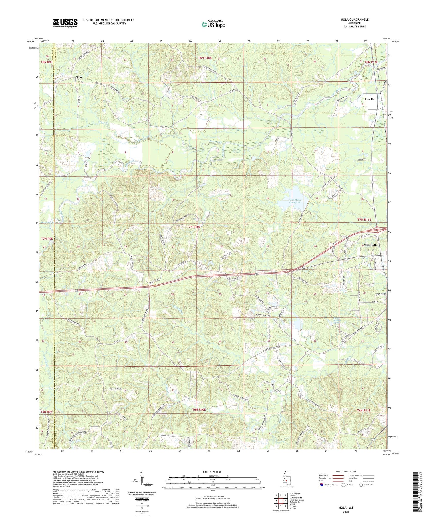 Nola Mississippi US Topo Map Image