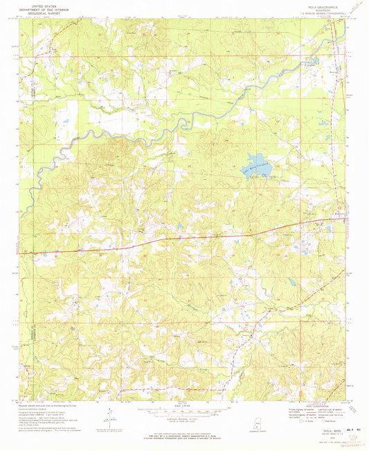 Classic USGS Nola Mississippi 7.5'x7.5' Topo Map Image