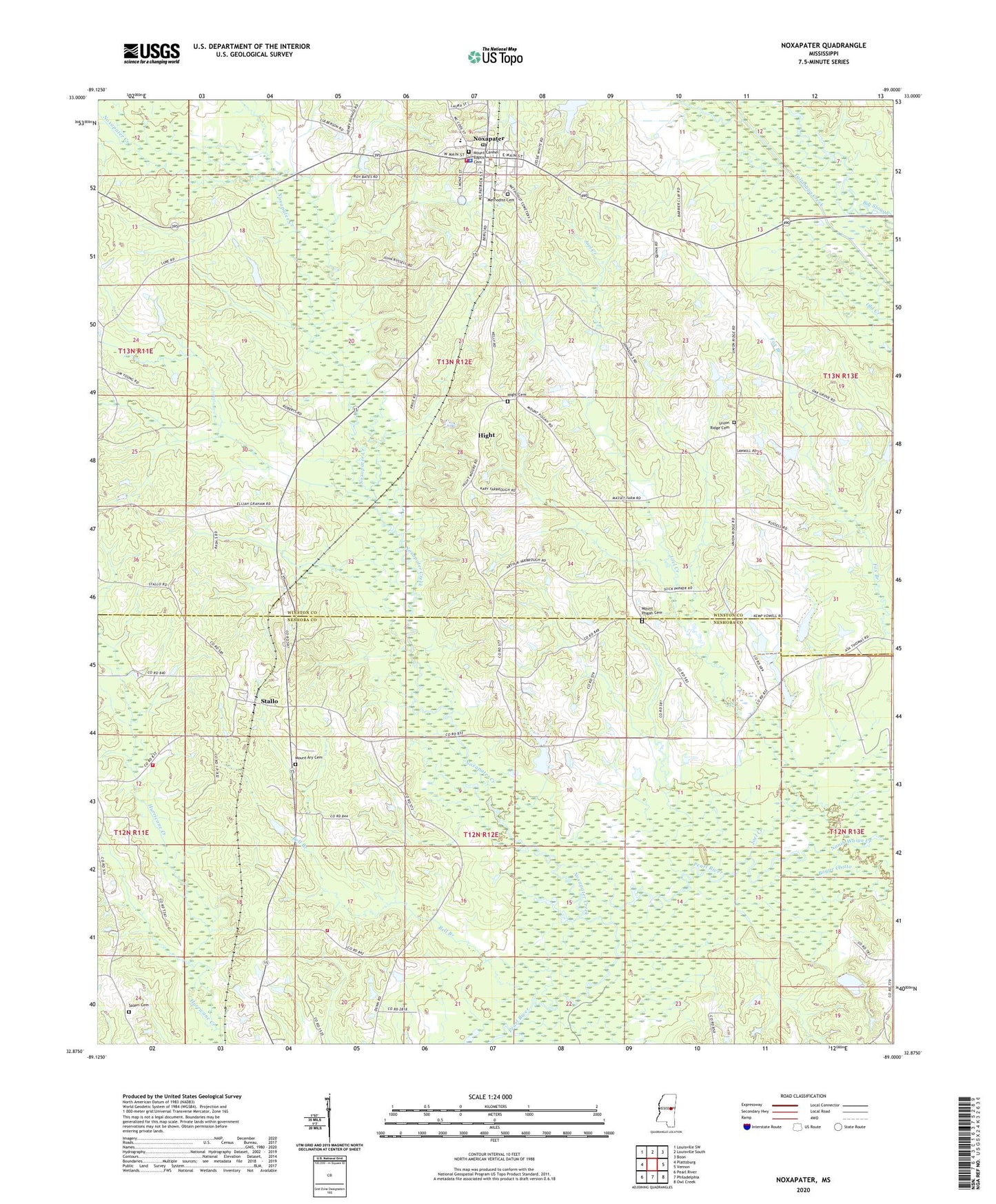 Noxapater Mississippi US Topo Map Image