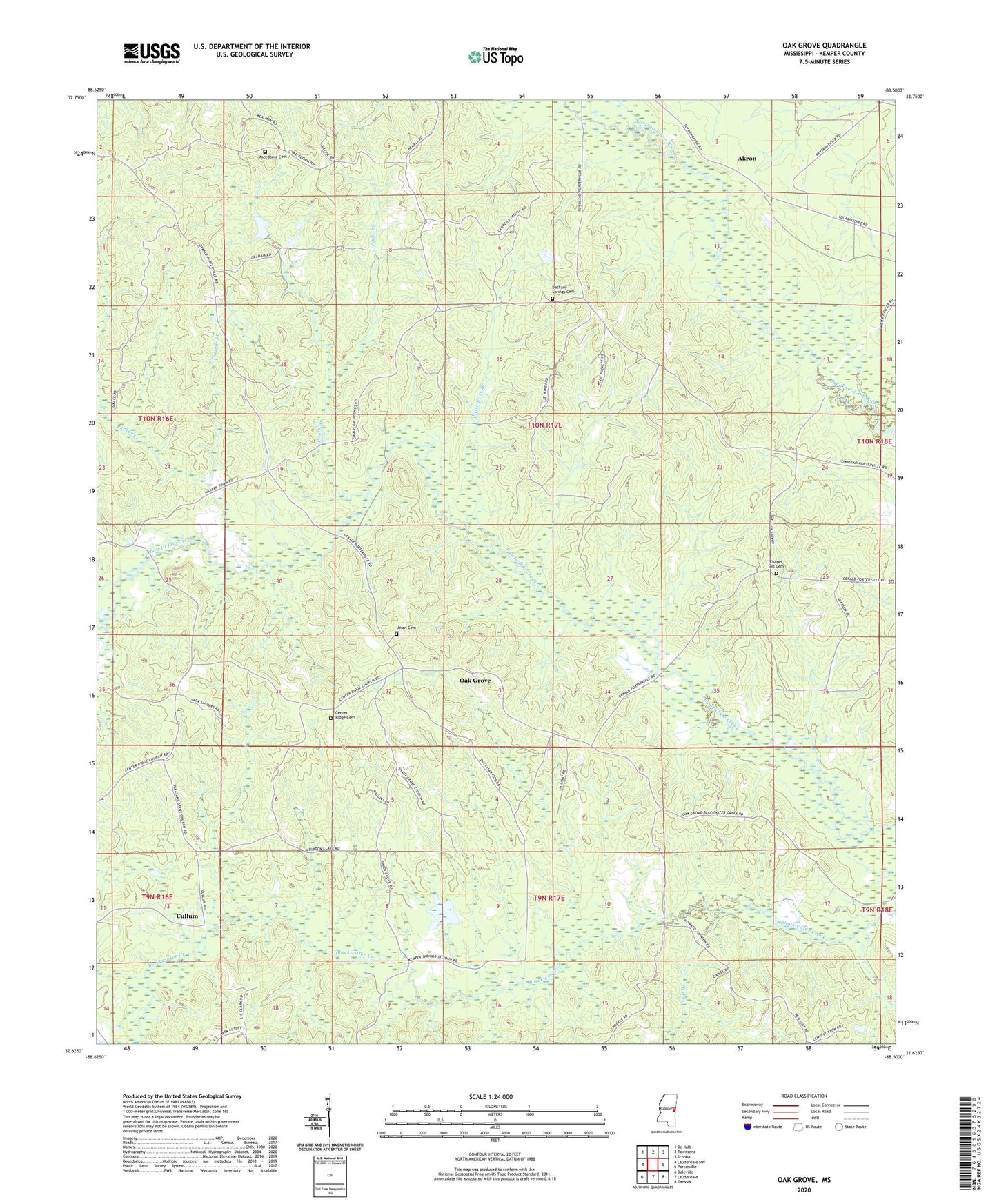 Oak Grove Mississippi US Topo Map Image