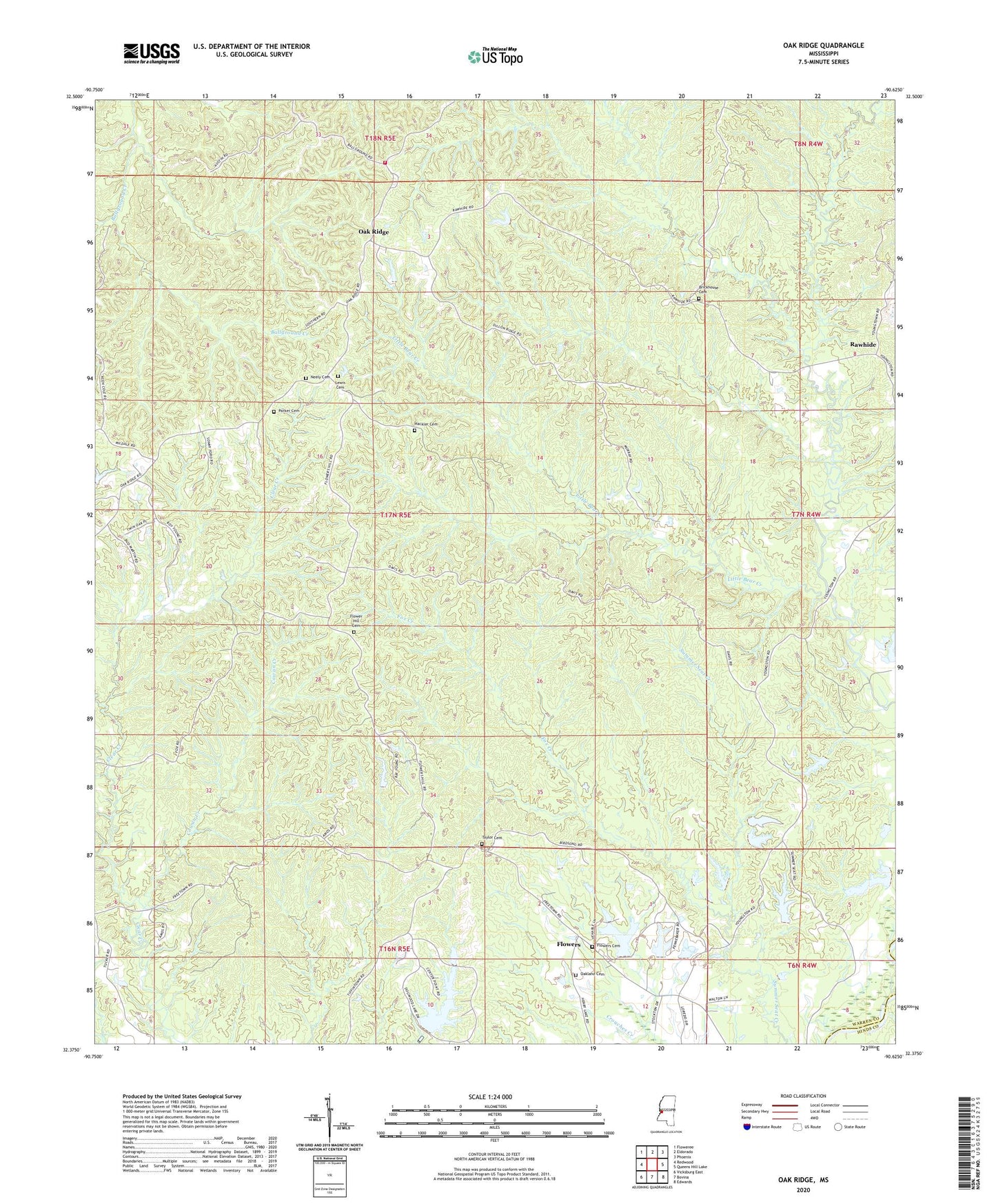 Oak Ridge Mississippi US Topo Map Image