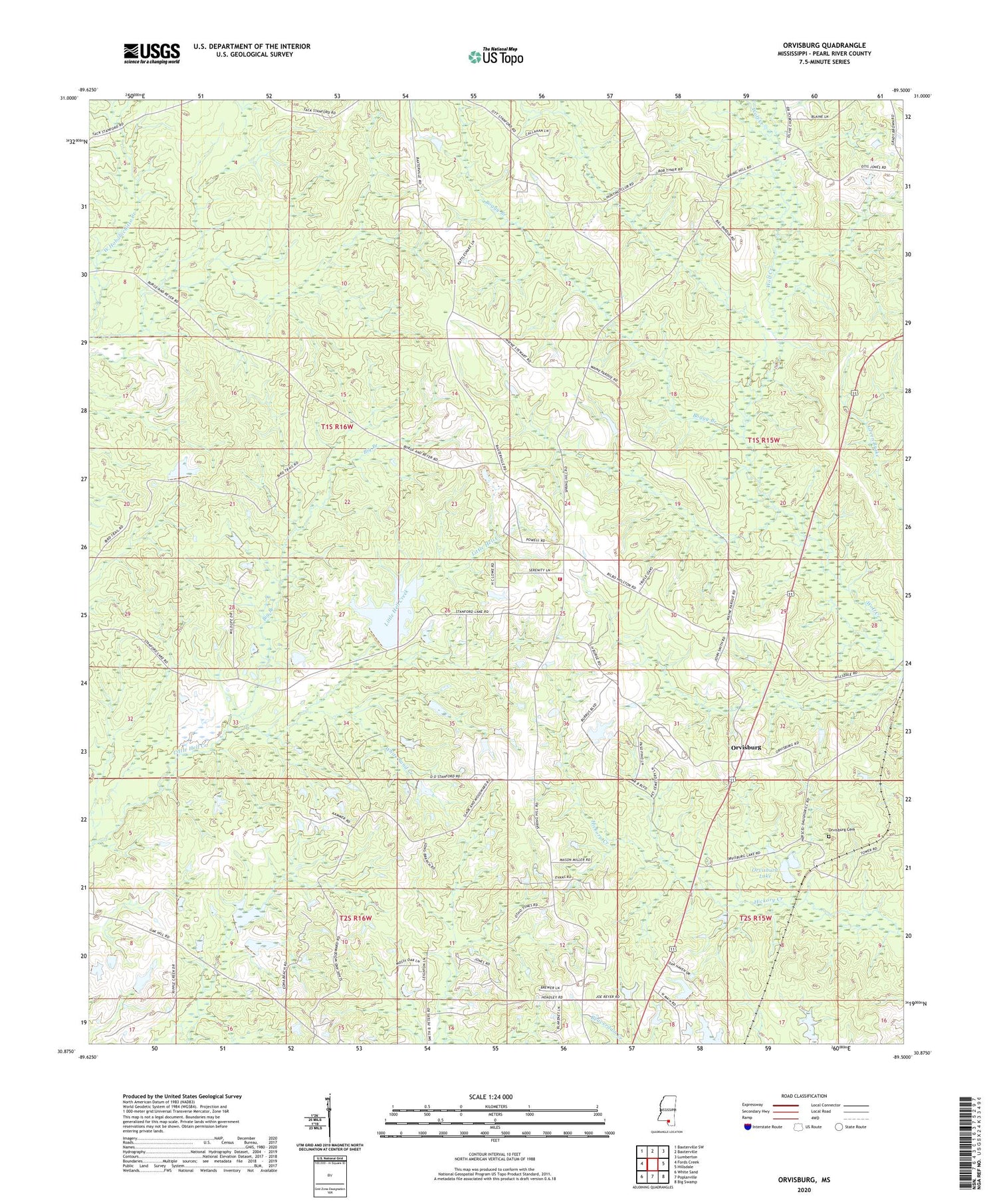 Orvisburg Mississippi US Topo Map Image