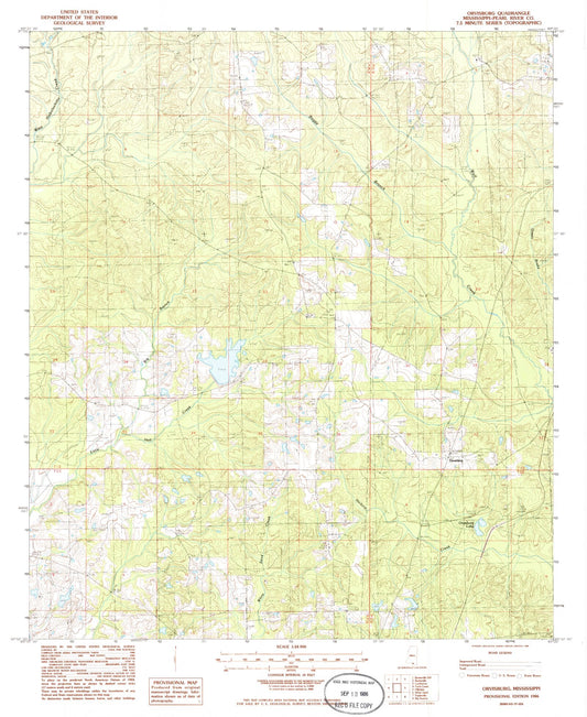 Classic USGS Orvisburg Mississippi 7.5'x7.5' Topo Map Image