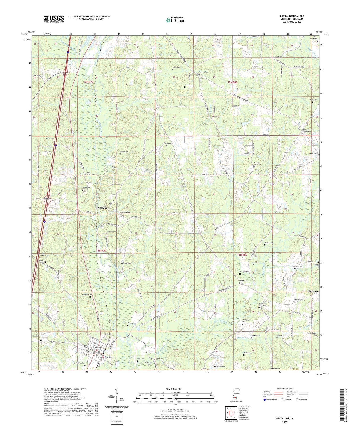 Osyka Mississippi US Topo Map Image