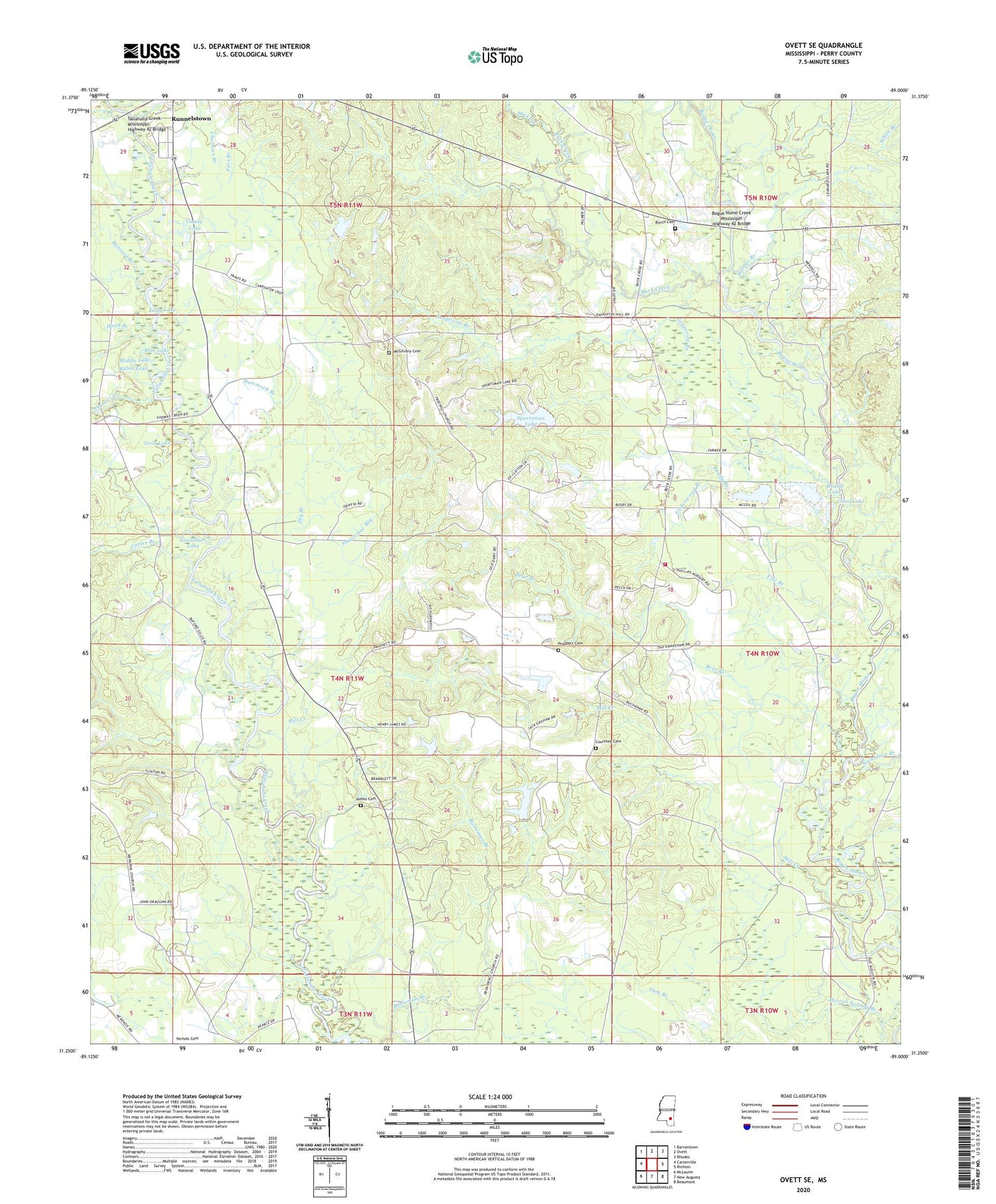 Ovett SE Mississippi US Topo Map Image
