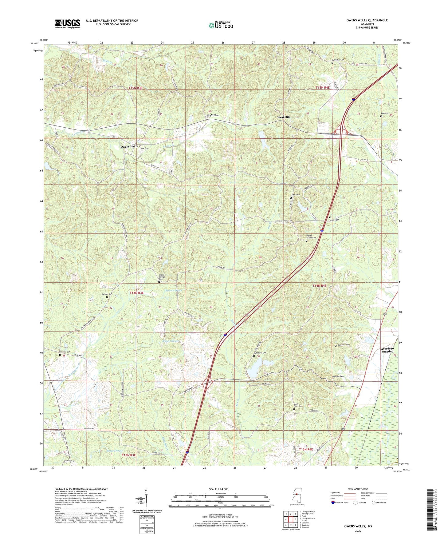 Owens Wells Mississippi US Topo Map Image
