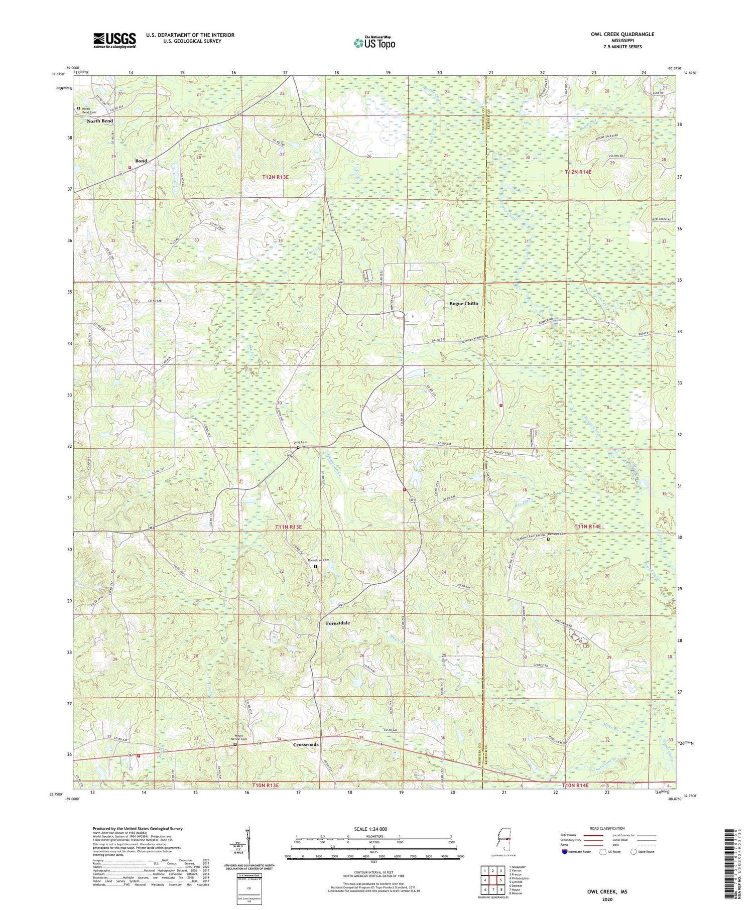 Owl Creek Mississippi US Topo Map Image