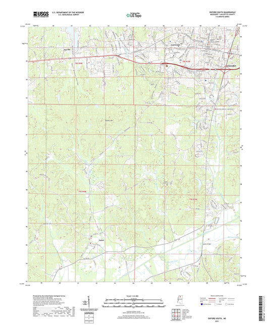 Oxford South Mississippi US Topo Map Image