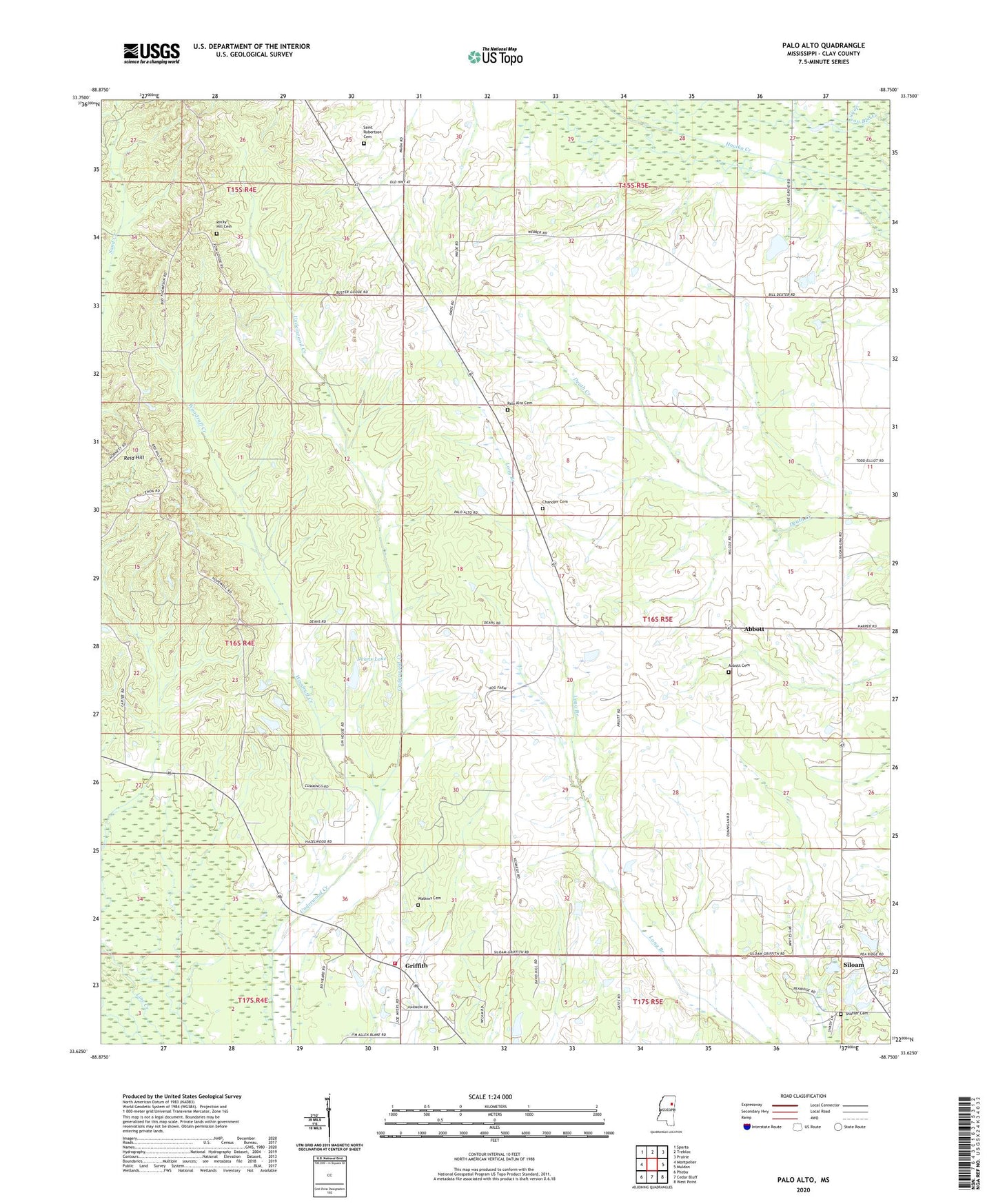Palo Alto Mississippi US Topo Map Image