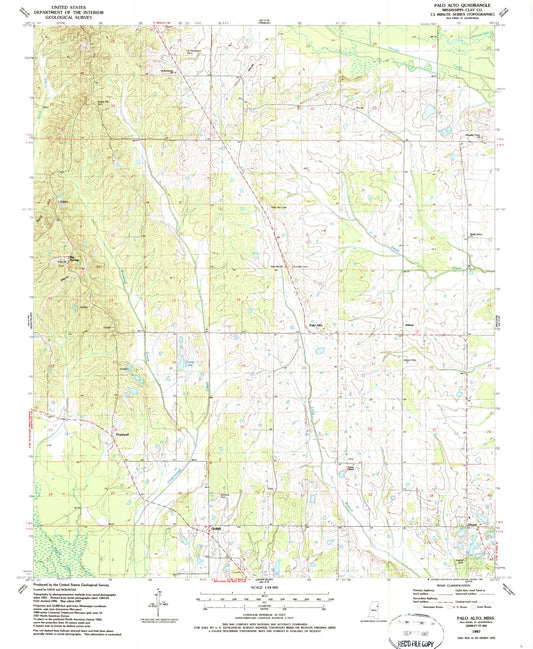 Classic USGS Palo Alto Mississippi 7.5'x7.5' Topo Map Image