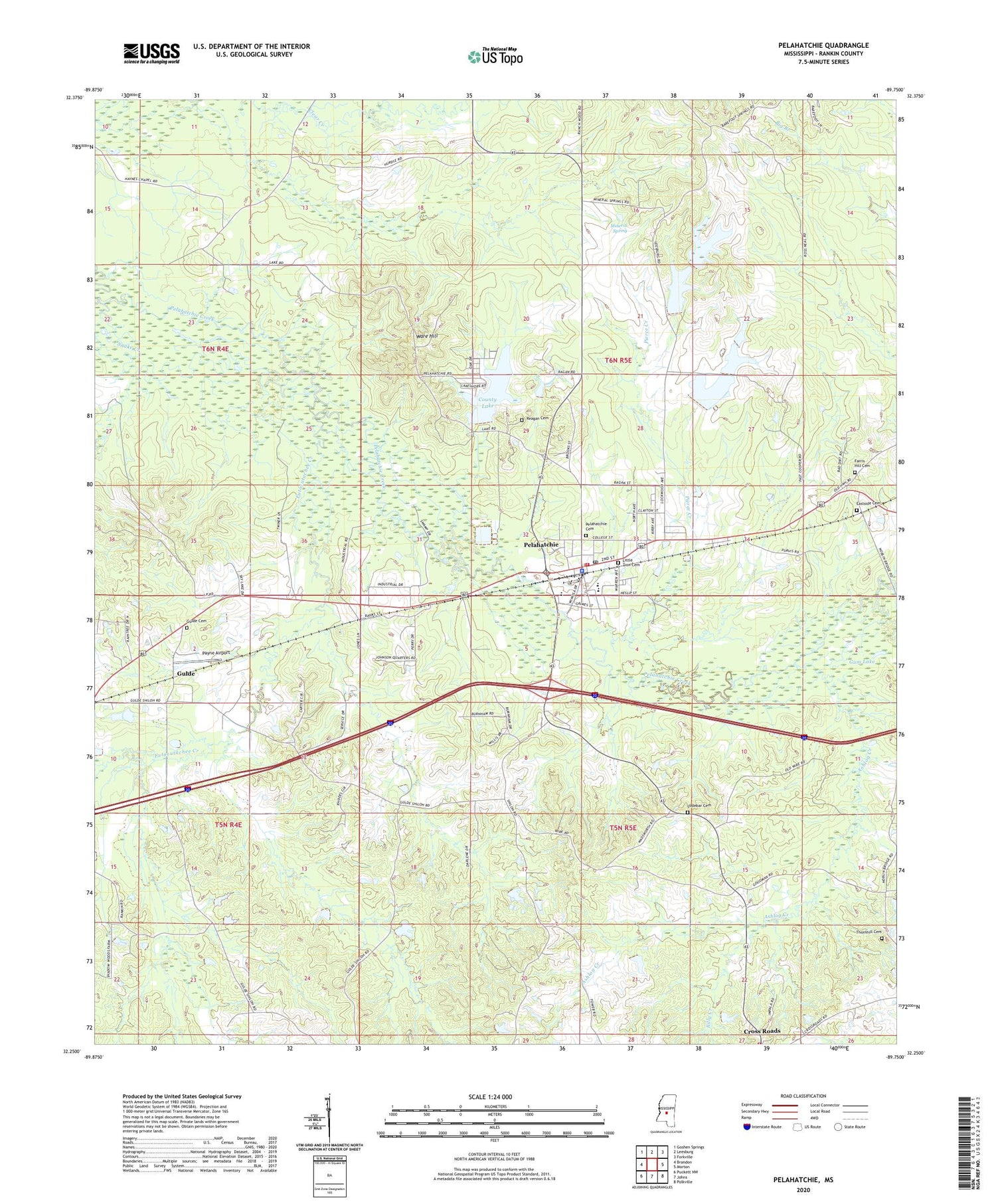 Pelahatchie Mississippi US Topo Map Image