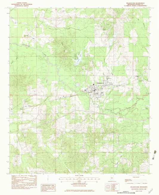 Classic USGS Pelahatchie Mississippi 7.5'x7.5' Topo Map Image