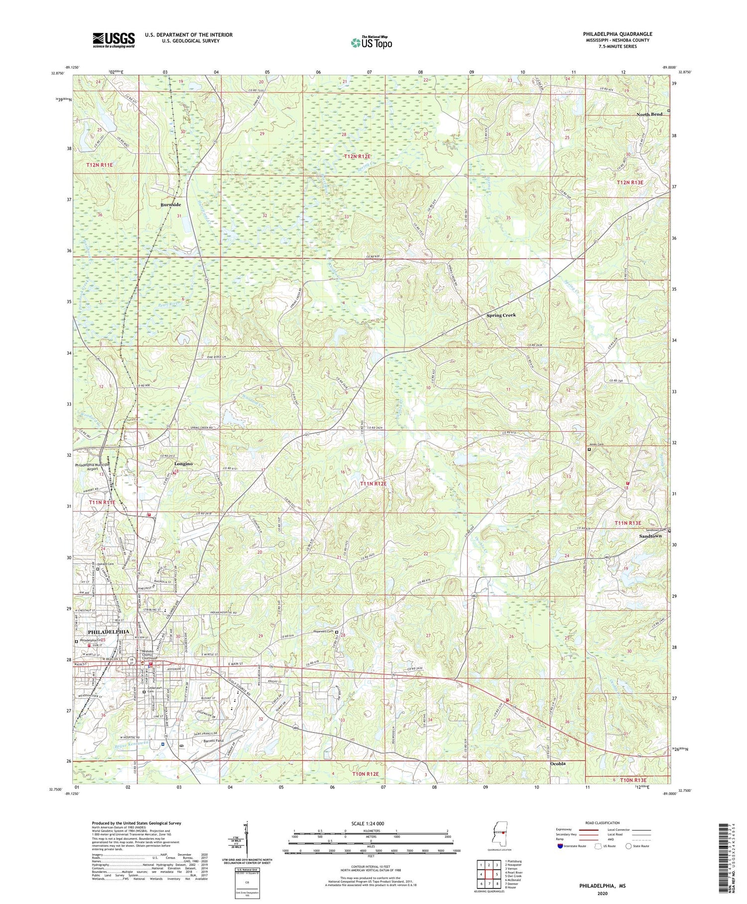 Philadelphia Mississippi US Topo Map Image