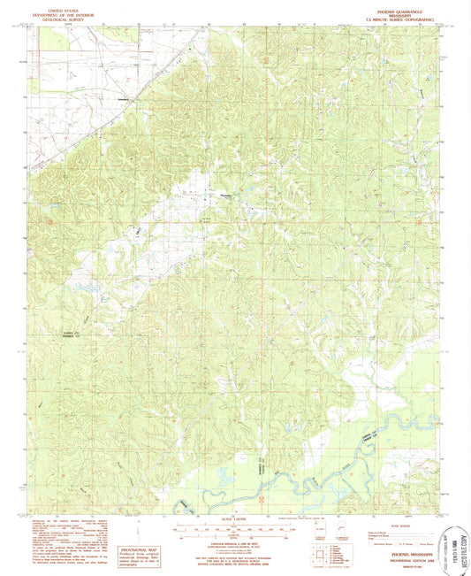 Classic USGS Phoenix Mississippi 7.5'x7.5' Topo Map Image