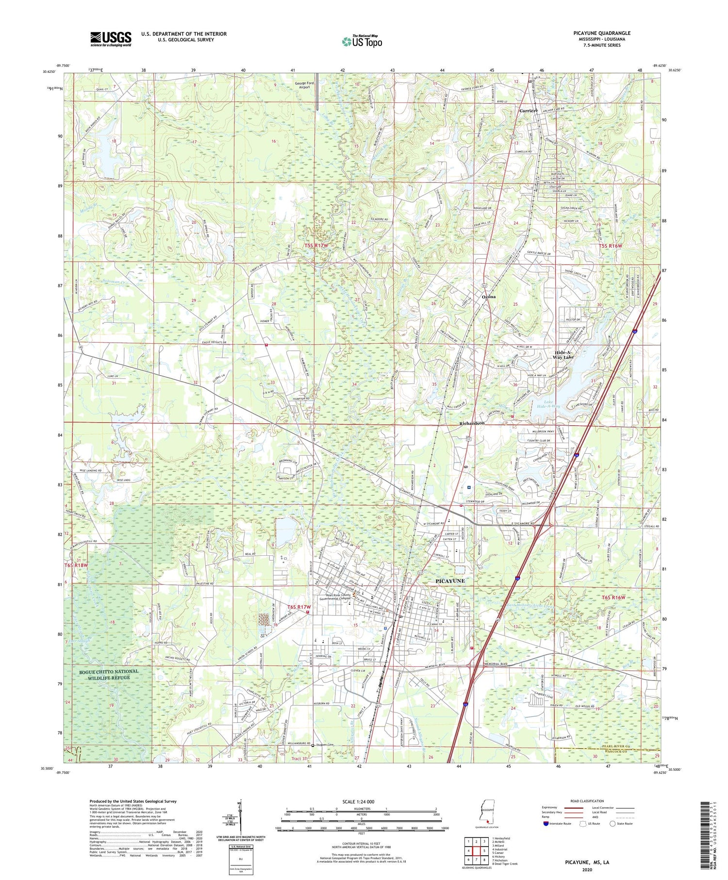 Picayune Mississippi US Topo Map Image