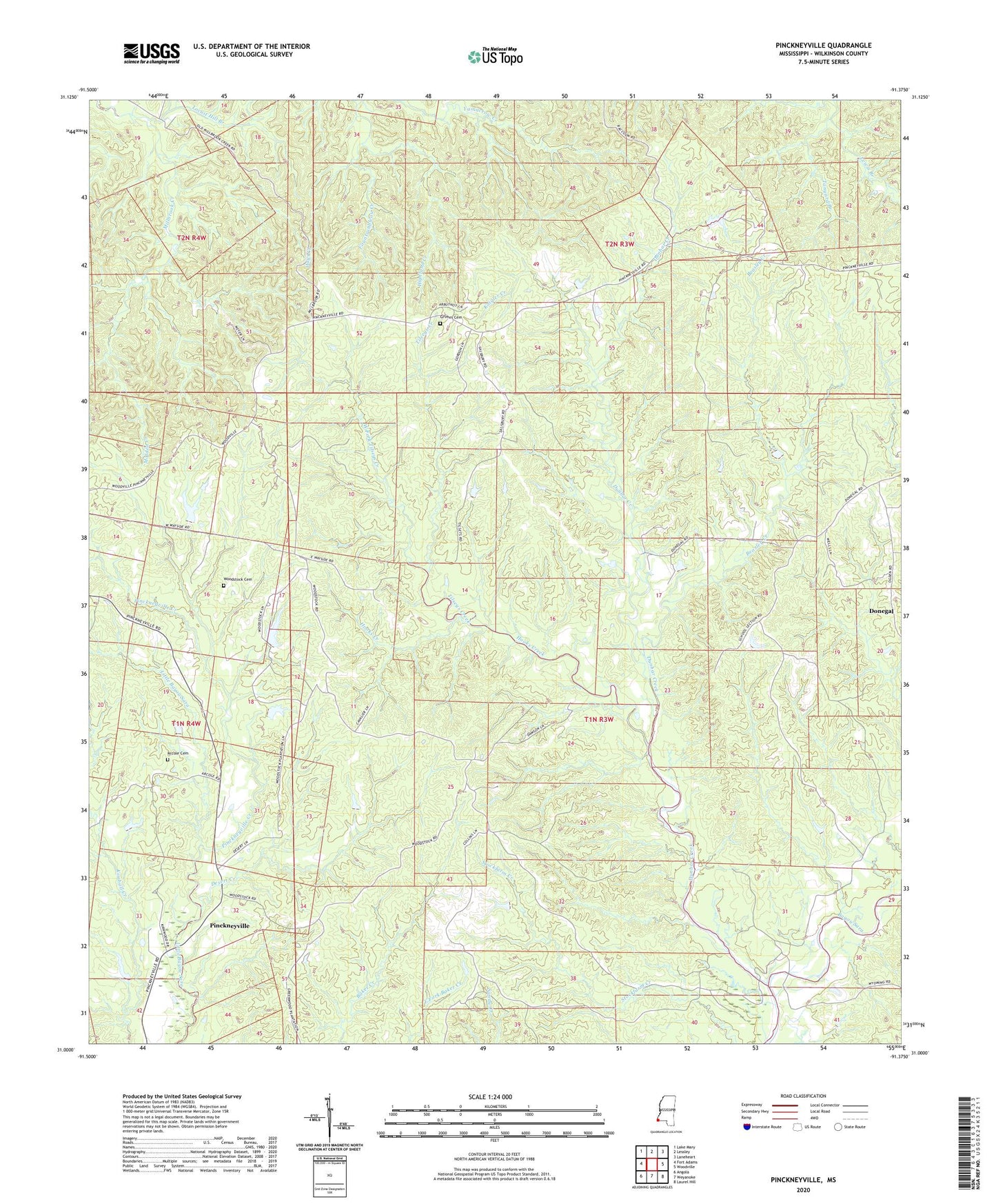 Pinckneyville Mississippi US Topo Map Image