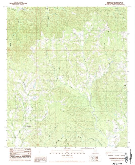 Classic USGS Pinckneyville Mississippi 7.5'x7.5' Topo Map Image