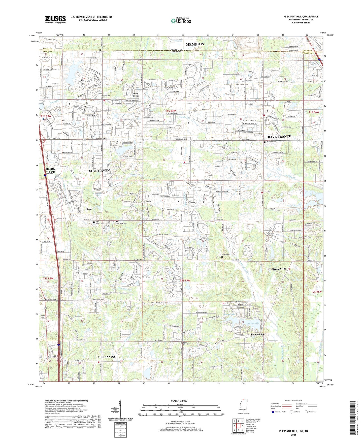 Pleasant Hill Mississippi US Topo Map Image