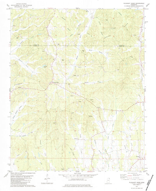 Classic USGS Pleasant Ridge Mississippi 7.5'x7.5' Topo Map Image