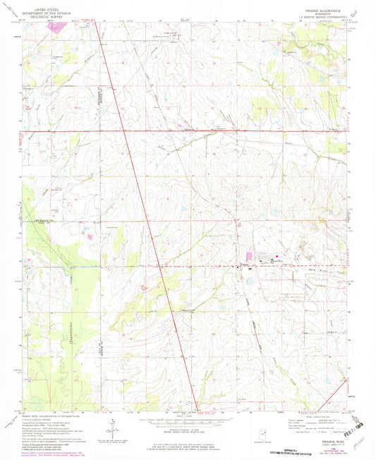 Classic USGS Prairie Mississippi 7.5'x7.5' Topo Map Image