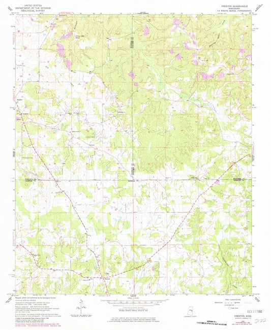 Classic USGS Preston Mississippi 7.5'x7.5' Topo Map Image